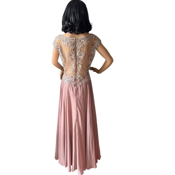 Mother of bride Embellished Illusion Jewel Neck A-line gown size large - XL - Picture 5 of 13